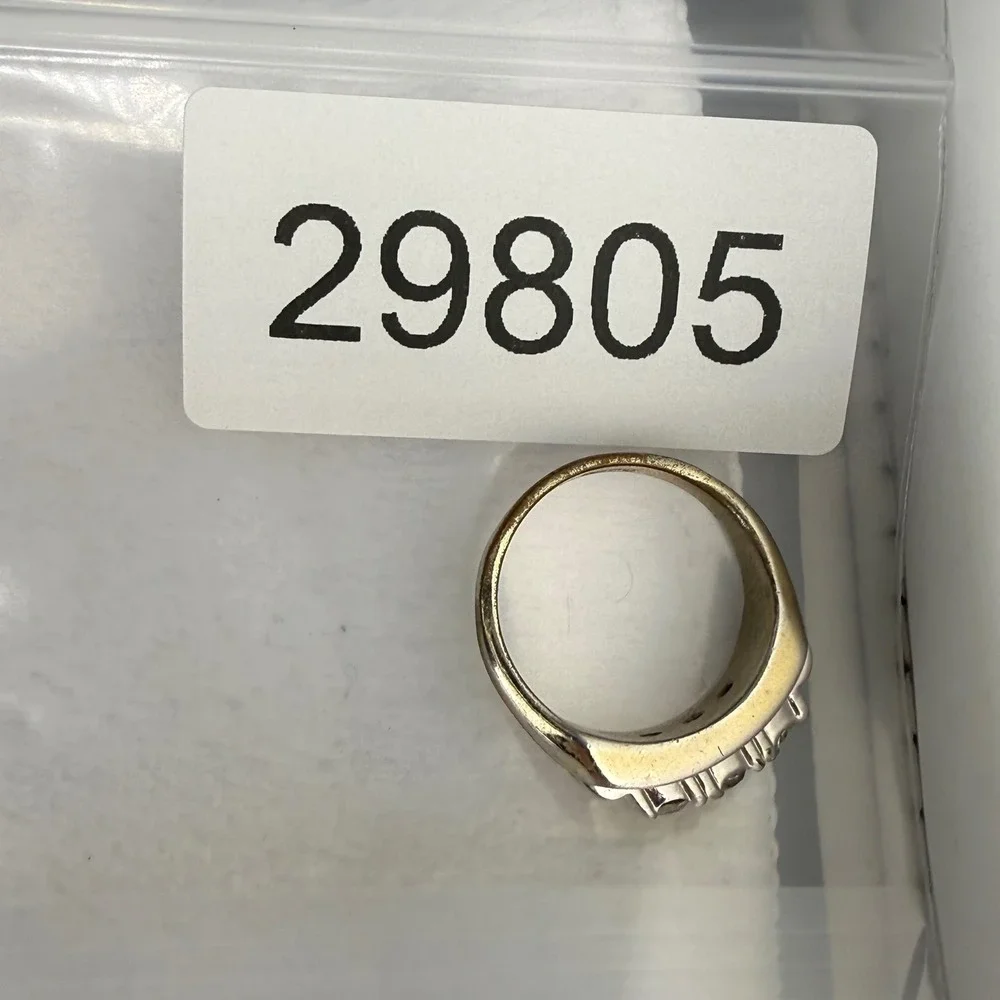Vintage Joseph Esposito Ring Silver Gold Tone Three Stone Textured Band Size 10
